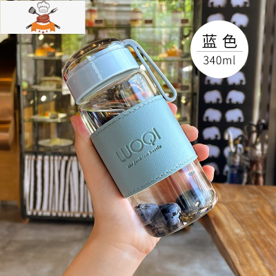 玻璃杯便携个人专用可爱水杯ins风夏季小茶杯简约女学生杯子带盖 敬平