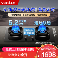 华帝(vatti)燃气灶家用5.2kW 嵌入式定时猛火灶 可调节免扩孔70%热效率 烟灶联动灶具i10309D(天然气)
