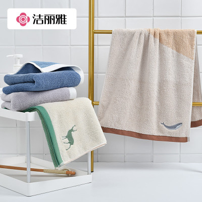 洁丽雅拼色面巾成人新疆纯棉毛巾吸水211013 34*72cm 约110克 棕色