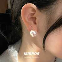 925纯银粉光母贝珍珠耳钉女耳饰小众设计耳环网红2025新款送女朋友老婆情人节七夕生日礼物