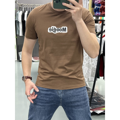 欧货夏季潮流印花字母短袖简约时尚修身圆领T恤新款体恤上衣