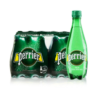 法国原装进口 巴黎水(Perrier)气泡矿泉水原味味含气天然矿泉水 500ml*24瓶箱装