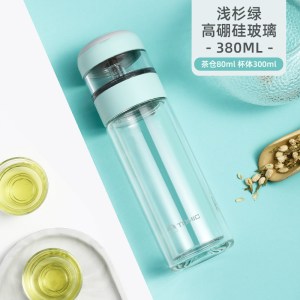 特美刻(Tomic)茶水分离泡茶杯双层隔热玻璃杯男女夏季便携简约水杯