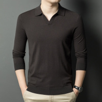羊毛衫男秋季海鸥领莱赛尔天丝精纺羊毛4A级薄款打底毛衣男
