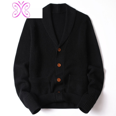 YUANSU秋冬款男士毛衫v领开衫外套加厚针织衫外穿中年加肥加大码毛衣毛衣