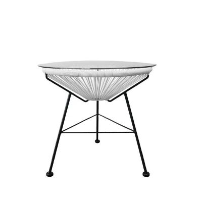 质凡 户外藤椅沙发茶几组合室内庭院家具客厅单人休闲小沙发 茶几(白色)