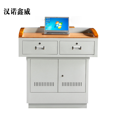 汉诺鑫威学校多媒体讲台钢制讲台演讲台中控讲台办公桌操作台1000*700*1000mm(木面款)不含显示屏