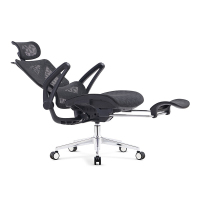 臻远ZY-6610办公椅可躺午休椅人体工学椅电脑椅升降椅 黑色摆动扶手