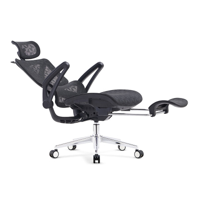 臻远ZY-6610办公椅可躺午休椅人体工学椅电脑椅升降椅 黑色摆动扶手