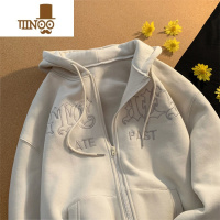 YANXU美式复古卫衣男士潮流潮牌百搭设计感休闲宽松连帽开衫外套