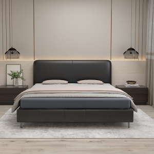 富牌618活动家具全方位真皮包裹现代简约头层牛皮豆腐块主次卧全真皮软床