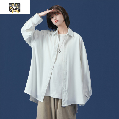 暖青汇燕尾开衩休闲色衬衫男女情侣百搭衬衣宽松加大码春季新款上衣服大码女装