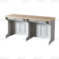 洛泰远 隐藏式翻转电脑桌培训桌教室机房多媒体学习桌办公桌B款双人位