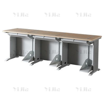 翌嘉 隐藏式翻转电脑桌培训桌教室机房多媒体学习桌办公桌C款三人位2300*600*750mm