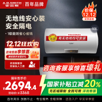 AO史密斯60升电热水器 无地线可安装 专利安全隔电 金圭内胆 速热节能 一键中温保温E60VDS 预约洗浴