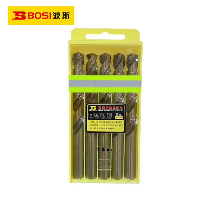 波斯(BOSI) 荧光系列直柄含钴麻花钻 13.0mm/5支 盒