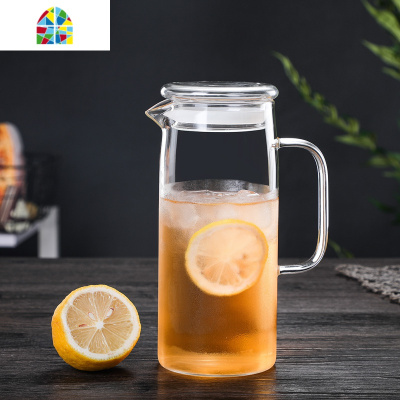 大容量玻璃冷水壶扎壶耐热家用凉水杯加厚水具果汁壶 FENGHOU 1500ml直身竹盖款+4杯+茶盘凉水壶