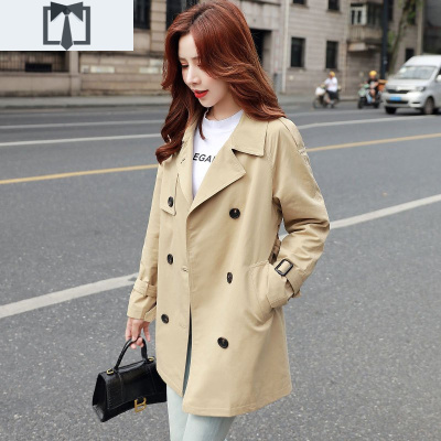 SUNTEK风衣女中长款2021秋季新款学生韩版流行宽松小个子英伦风休闲外套风衣