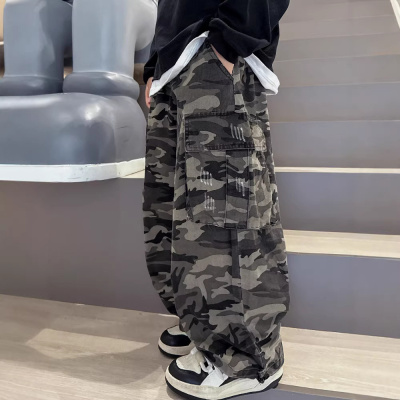 男童春季迷彩裤2026春秋新款大童装春装裤子男孩长裤儿童工装裤潮