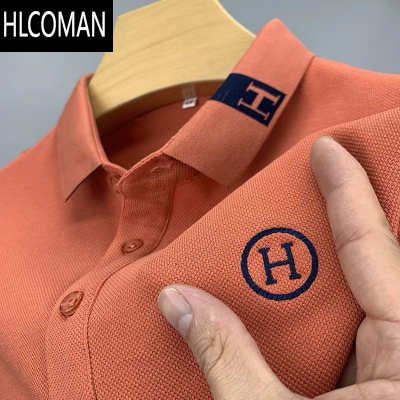HLCOMANpo夏季短袖t恤男士翻领刺绣polo衫上衣男大码透气体恤