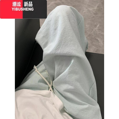 YIBUSHENG条纹高腰工装长裤女宽松显瘦百搭直筒阔脚垂坠薄款山本休闲裤