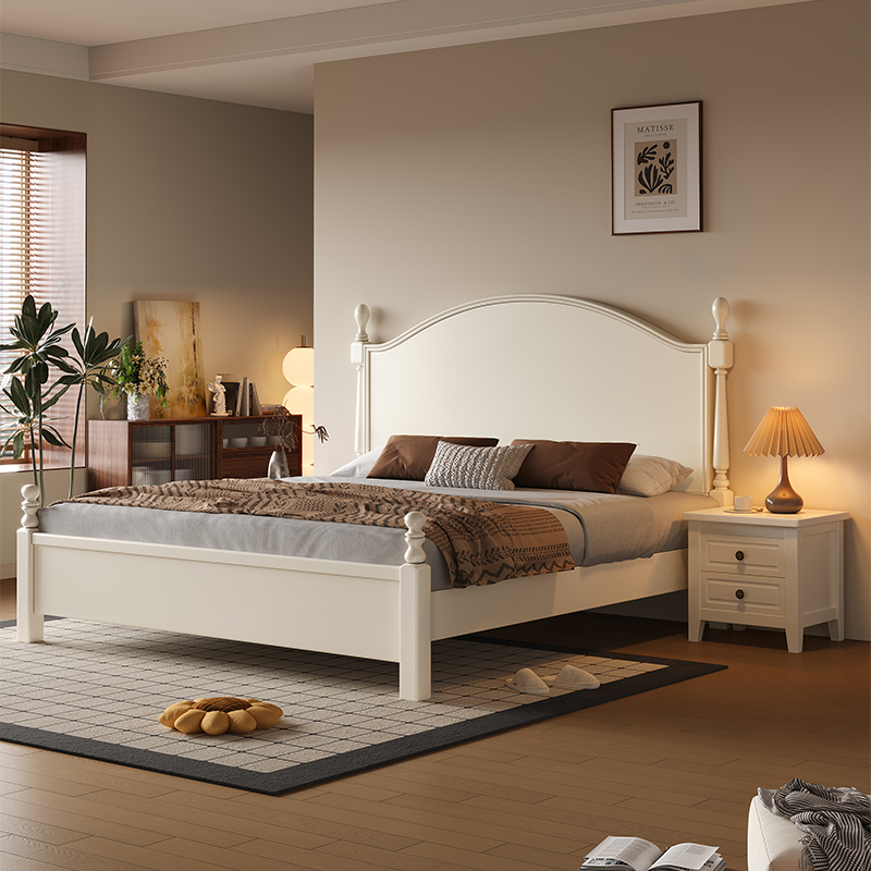 法式复古风实木床主卧1.8米双人大床小户型现代简约卧室储物婚床