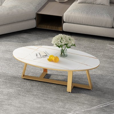 岩板茶几简约北欧小户型现代意式设计师客厅家具椭圆形大理石茶几