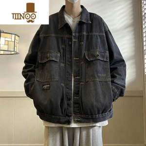 YANXU工装牛仔外套男款美式复古痞帅夹克感潮牌宽松休闲上衣服