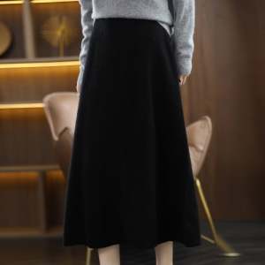 秋冬新款针织羊毛半身裙女赫本风显瘦一步裙中长款高腰a字包臀裙