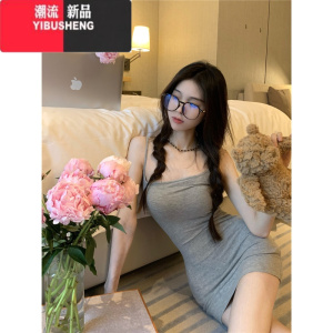 YIBUSHENG性感甜辣风吊带连衣裙短裙女季气质修身显瘦包臀裙打底内搭裙子