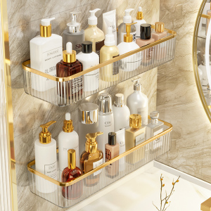卫生间置物架轻奢免打孔浴室挂架洗漱台墙上化妆品收纳架子壁挂式文丽