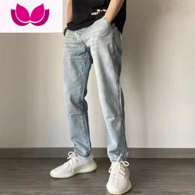 七斓牛仔裤男潮牌ins高街宽松直筒阔腿韩版潮流修身休闲长裤子