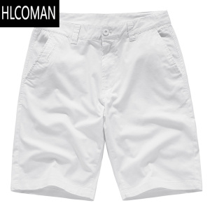 HLCOMAN2025新款夏季白色短裤男士休闲五分裤潮牌宽松直筒中裤外穿沙滩裤