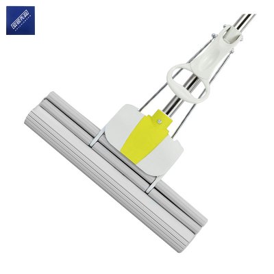 安居先森懒人夹拖胶棉免手洗吸水拖把对折式平板挤水海绵拖把 绿色38cm