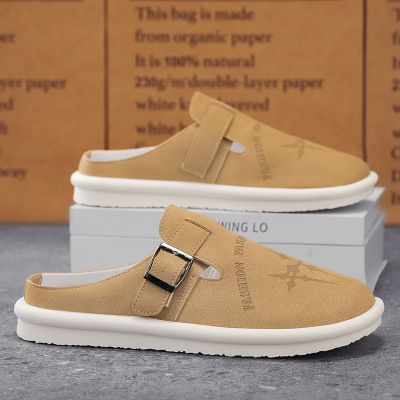 男士纯色包头半拖休闲日常平跟舒适透气新款时尚百搭潮流男款拖鞋