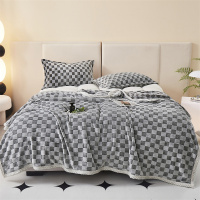 唐纳家纺 雕花方格兔毛毯 100*150cm- TN-BK25021