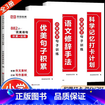 [小学通用/全3册]优美句子积累+修辞手法+打卡计划 小学二年级 [正版]荣恒 小学语文句式强化训练扩句仿写组词造句照样