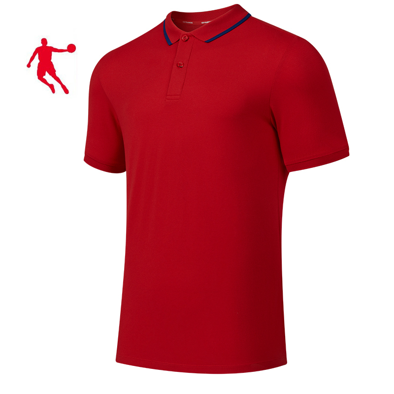 乔丹 运动T恤 针织短袖T恤衫 POIO衫 KTS13201199 男款 件(番茄红 2XL)