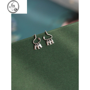 JiMi新款925银银耳环百搭气质韩国鱼钩小鱼流苏会动的耳钉个性礼物 均色