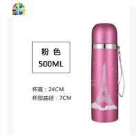 大容量子1000ml304不锈钢保温杯学生便携水杯子男女运动水壶 FENGHOU 升级加厚玫红色500ml+杯套+刷