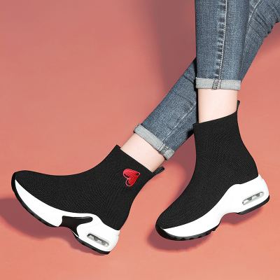 百年纪念袜子鞋女士新款黑色秋季透气休闲鞋百搭内增高运动鞋女鞋利德尚品1851
