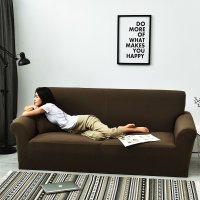 色弹力沙发套全包卍能全盖沙发罩套布艺沙发垫防水简约四季通用 咖啡金 XL码(235-300cm四人位适用)