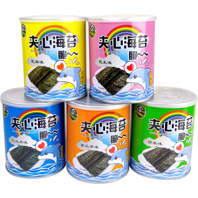 乐豪小苔海味即食海苔类夹心海苔片南瓜子味1罐42g/罐紫菜孕妇儿童休闲小吃零食品