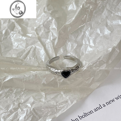 JiMi滴油爱心锆石戒指女小众设计开口高级感复古个性简约百搭气质指环