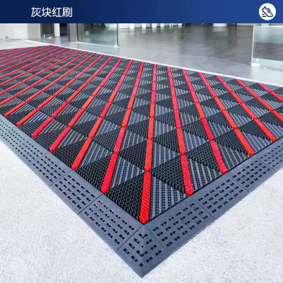 易企采 单刷红灰色 商用门口地垫户外脚踏垫防滑垫耐磨脚垫地毯蹭土垫门厅蹭脚垫 单位:平方