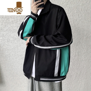 YANXU立领夹克男士薄款透气拼接撞色外套痞帅潮牌港风男生上衣服