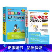 语文古诗文+作文模板2本 初中通用 [正版]2024图解速记初中古诗文RJ人教版七八九年级语文古诗词全解一本通文言文翻译