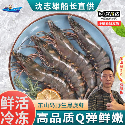 [国产]沈志雄船长 东山岛海鲜海捕大的黑虎虾虎节虾鲜活速冻盒装4-5条/250g/盒 共4盒 海鲜礼包