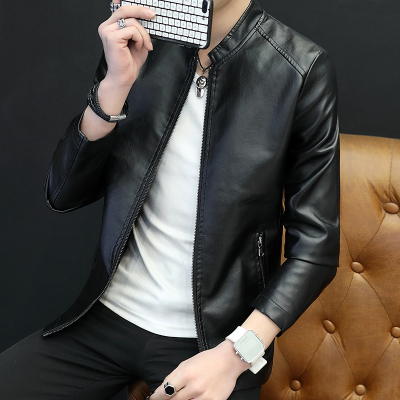 蒙洛里克皮衣男2019秋季新款纯色简约男士仿皮皮衣休闲PU皮夹克外套1640