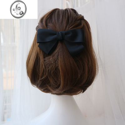 JiMi日系简约复古赫本风优雅大蝴蝶结软妹少女发夹顶夹马尾夹梨花发饰